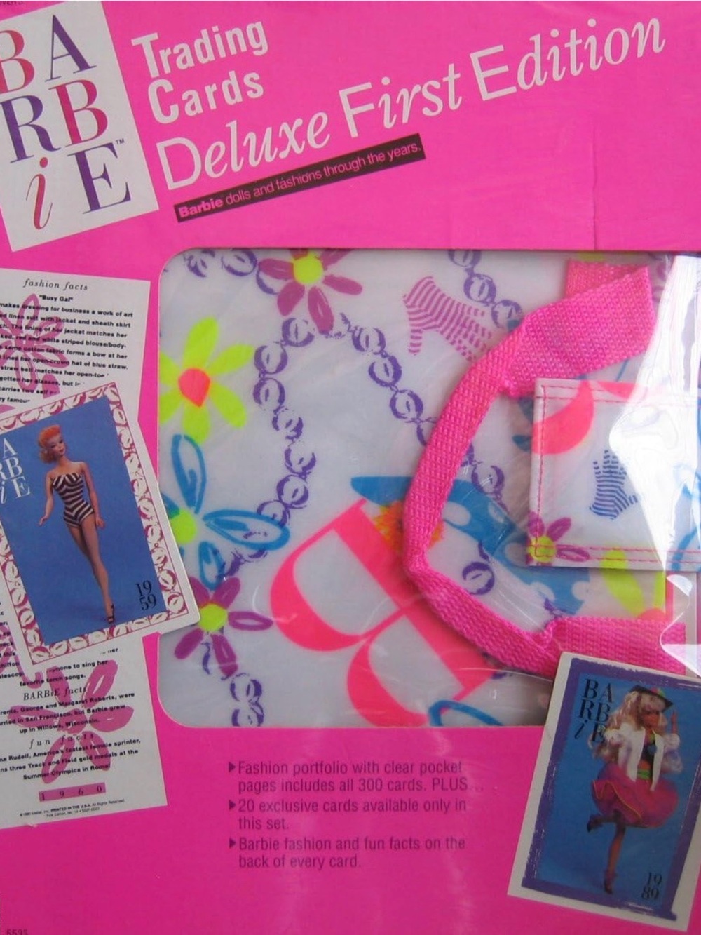 Barbie Floral Chain Print Trading Card Portfolio - Pink, Neon Yellow, Blue